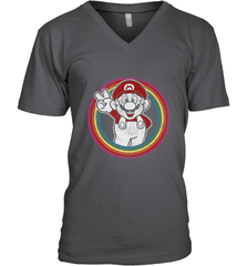 Super Mario Rainbow Circle Distressed Logo Men's V-Neck Men's V-Neck - belovedtshirt