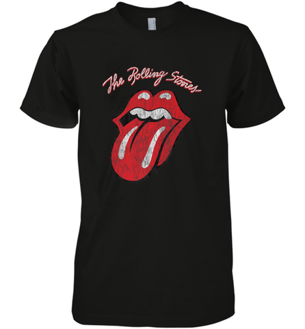 Mens The Rolling Stones Script Tongue Logo Men's Premium T-Shirt Men's Premium T-Shirt / Black / XS Men's Premium T-Shirt - belovedtshirt