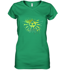 Legend Of Zelda Triforce Logo Paint Splatter Women's V-Neck T-Shirt Women's V-Neck T-Shirt - belovedtshirt