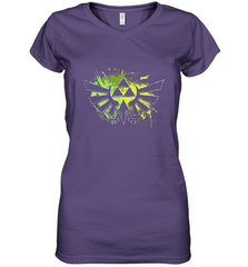 Legend Of Zelda Triforce Logo Paint Splatter Women's V-Neck T-Shirt Women's V-Neck T-Shirt - belovedtshirt