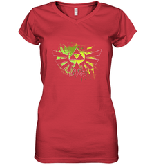 Legend Of Zelda Triforce Logo Paint Splatter Women's V-Neck T-Shirt Women's V-Neck T-Shirt - belovedtshirt