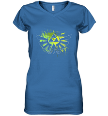 Legend Of Zelda Triforce Logo Paint Splatter Women's V-Neck T-Shirt Women's V-Neck T-Shirt - belovedtshirt