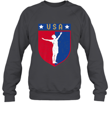 Distressed USA Red, White and Blue Soccer US Shield Flag Crewneck Sweatshirt Crewneck Sweatshirt - belovedtshirt