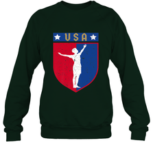 Distressed USA Red, White and Blue Soccer US Shield Flag Crewneck Sweatshirt Crewneck Sweatshirt - belovedtshirt