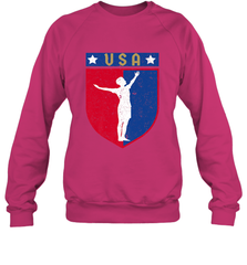 Distressed USA Red, White and Blue Soccer US Shield Flag Crewneck Sweatshirt Crewneck Sweatshirt - belovedtshirt