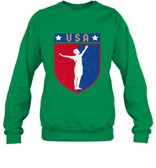 Distressed USA Red, White and Blue Soccer US Shield Flag Crewneck Sweatshirt Crewneck Sweatshirt - belovedtshirt