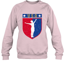 Distressed USA Red, White and Blue Soccer US Shield Flag Crewneck Sweatshirt Crewneck Sweatshirt - belovedtshirt