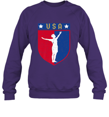 Distressed USA Red, White and Blue Soccer US Shield Flag Crewneck Sweatshirt Crewneck Sweatshirt - belovedtshirt