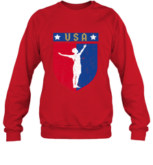Distressed USA Red, White and Blue Soccer US Shield Flag Crewneck Sweatshirt Crewneck Sweatshirt - belovedtshirt