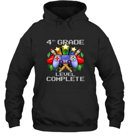 4th Grade Level Complete Back To School Gift Boys Girls Hooded Sweatshirt Hooded Sweatshirt / Black / S Hooded Sweatshirt - belovedtshirt