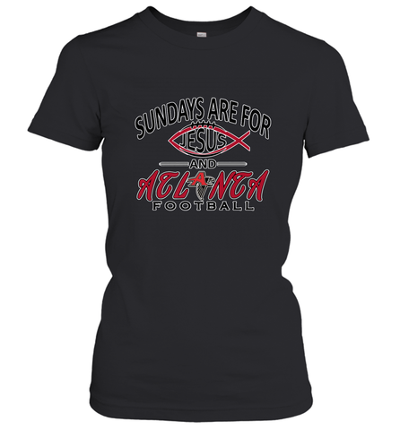 Sundays Are For Jesus and Atlanta Funny Christian Football Women's T-Shirt Women's T-Shirt / Black / XS Women's T-Shirt - belovedtshirt
