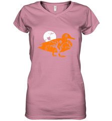 Funny Gift Witch Bat Web Moon Pumpkin Tree in Halloween Duck Women's V-Neck T-Shirt Women's V-Neck T-Shirt - belovedtshirt
