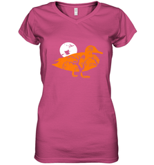 Funny Gift Witch Bat Web Moon Pumpkin Tree in Halloween Duck Women's V-Neck T-Shirt Women's V-Neck T-Shirt - belovedtshirt