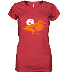 Funny Gift Witch Bat Web Moon Pumpkin Tree in Halloween Duck Women's V-Neck T-Shirt Women's V-Neck T-Shirt - belovedtshirt