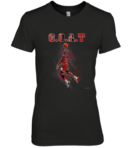Basketball  Chicago Jordan G.O.A.T. Dunk Women's Premium T-Shirt Women's Premium T-Shirt / Black / XS Women's Premium T-Shirt - belovedtshirt