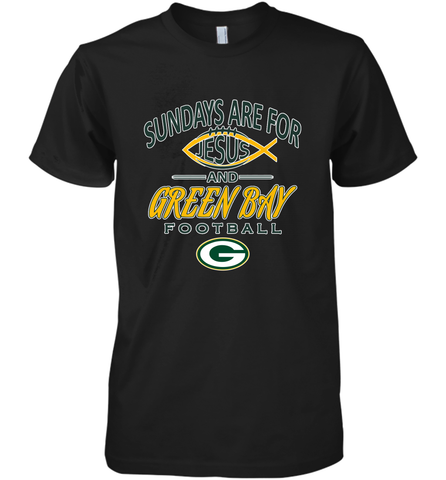 Sundays Are For Jesus and Green Bay Funny Christian Football 1 Men's Premium T-Shirt Men's Premium T-Shirt / Black / XS Men's Premium T-Shirt - belovedtshirt