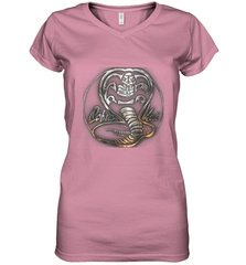 Cobra Kai Rusted Steel Snake Logo Women's V-Neck T-Shirt Women's V-Neck T-Shirt - belovedtshirt