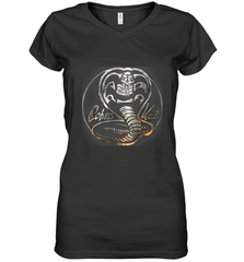 Cobra Kai Rusted Steel Snake Logo Women's V-Neck T-Shirt Women's V-Neck T-Shirt - belovedtshirt
