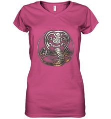 Cobra Kai Rusted Steel Snake Logo Women's V-Neck T-Shirt Women's V-Neck T-Shirt - belovedtshirt