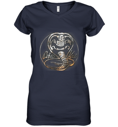 Cobra Kai Rusted Steel Snake Logo Women's V-Neck T-Shirt