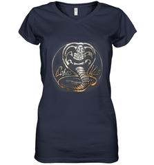 Cobra Kai Rusted Steel Snake Logo Women's V-Neck T-Shirt Women's V-Neck T-Shirt - belovedtshirt