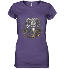 Cobra Kai Rusted Steel Snake Logo Women's V-Neck T-Shirt Women's V-Neck T-Shirt - belovedtshirt