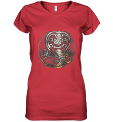 Cobra Kai Rusted Steel Snake Logo Women's V-Neck T-Shirt Women's V-Neck T-Shirt - belovedtshirt