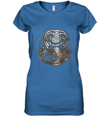 Cobra Kai Rusted Steel Snake Logo Women's V-Neck T-Shirt Women's V-Neck T-Shirt - belovedtshirt