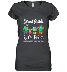 2nd Grade is on point, 1st day of school cactus teacher gift Women's V-Neck T-Shirt
