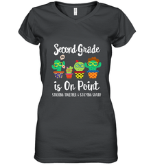 2nd Grade is on point, 1st day of school cactus teacher gift Women's V-Neck T-Shirt Women's V-Neck T-Shirt - belovedtshirt