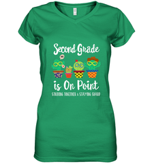 2nd Grade is on point, 1st day of school cactus teacher gift Women's V-Neck T-Shirt Women's V-Neck T-Shirt - belovedtshirt