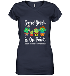 2nd Grade is on point, 1st day of school cactus teacher gift Women's V-Neck T-Shirt