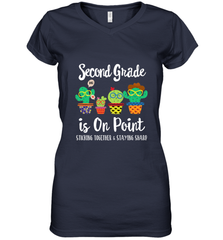 2nd Grade is on point, 1st day of school cactus teacher gift Women's V-Neck T-Shirt Women's V-Neck T-Shirt - belovedtshirt