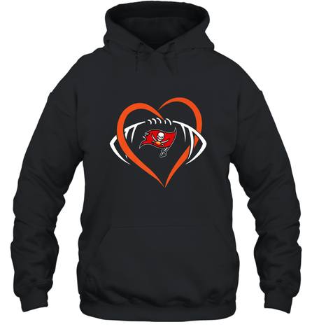 NFL Tampa Bay Buccaneers Heart Love Football Hooded Sweatshirt Hooded Sweatshirt / Black / S Hooded Sweatshirt - belovedtshirt