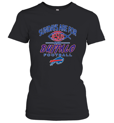 Sundays Are For Jesus and Buffalo Funny Christian Football 1 Women's T-Shirt Women's T-Shirt / Black / XS Women's T-Shirt - belovedtshirt