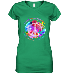 Woodstocks 50th Anniversary Peace Love tee Women's V-Neck T-Shirt Women's V-Neck T-Shirt - belovedtshirt