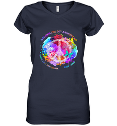 Woodstocks 50th Anniversary Peace Love tee Women's V-Neck T-Shirt