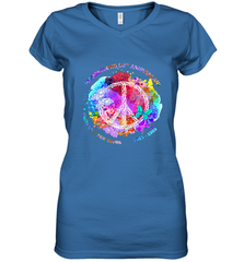 Woodstocks 50th Anniversary Peace Love tee Women's V-Neck T-Shirt Women's V-Neck T-Shirt - belovedtshirt