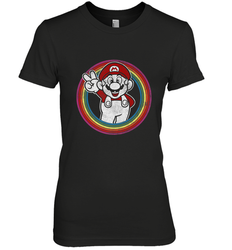 Super Mario Rainbow Circle Distressed Logo Women's Premium T-Shirt
