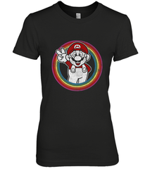 Super Mario Rainbow Circle Distressed Logo Women's Premium T-Shirt Women's Premium T-Shirt - belovedtshirt