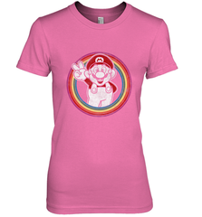 Super Mario Rainbow Circle Distressed Logo Women's Premium T-Shirt Women's Premium T-Shirt - belovedtshirt