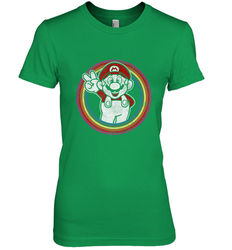 Super Mario Rainbow Circle Distressed Logo Women's Premium T-Shirt