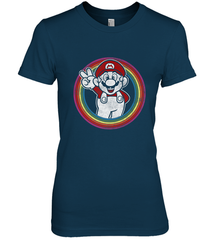Super Mario Rainbow Circle Distressed Logo Women's Premium T-Shirt Women's Premium T-Shirt - belovedtshirt