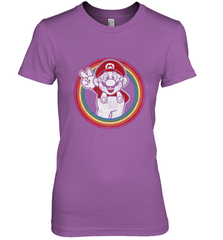 Super Mario Rainbow Circle Distressed Logo Women's Premium T-Shirt Women's Premium T-Shirt - belovedtshirt