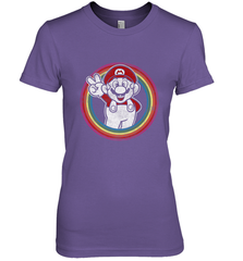 Super Mario Rainbow Circle Distressed Logo Women's Premium T-Shirt Women's Premium T-Shirt - belovedtshirt
