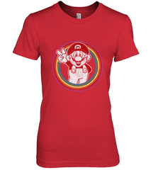 Super Mario Rainbow Circle Distressed Logo Women's Premium T-Shirt Women's Premium T-Shirt - belovedtshirt