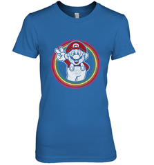 Super Mario Rainbow Circle Distressed Logo Women's Premium T-Shirt Women's Premium T-Shirt - belovedtshirt