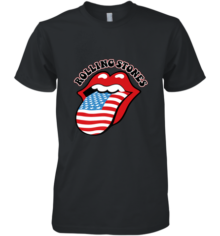 Mens The Rolling Stones USA Tongue Men's Premium T-Shirt Men's Premium T-Shirt / Black / XS Men's Premium T-Shirt - belovedtshirt