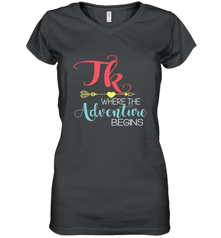 TK Transitional Kindergarten Where The Adventure Begins Women's V-Neck T-Shirt Women's V-Neck T-Shirt / Black / S Women's V-Neck T-Shirt - belovedtshirt