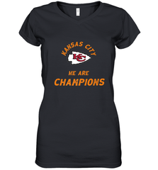 KC Kansas City Tribal Arrowhead we are Champions Women's V-Neck T-Shirt Women's V-Neck T-Shirt - belovedtshirt